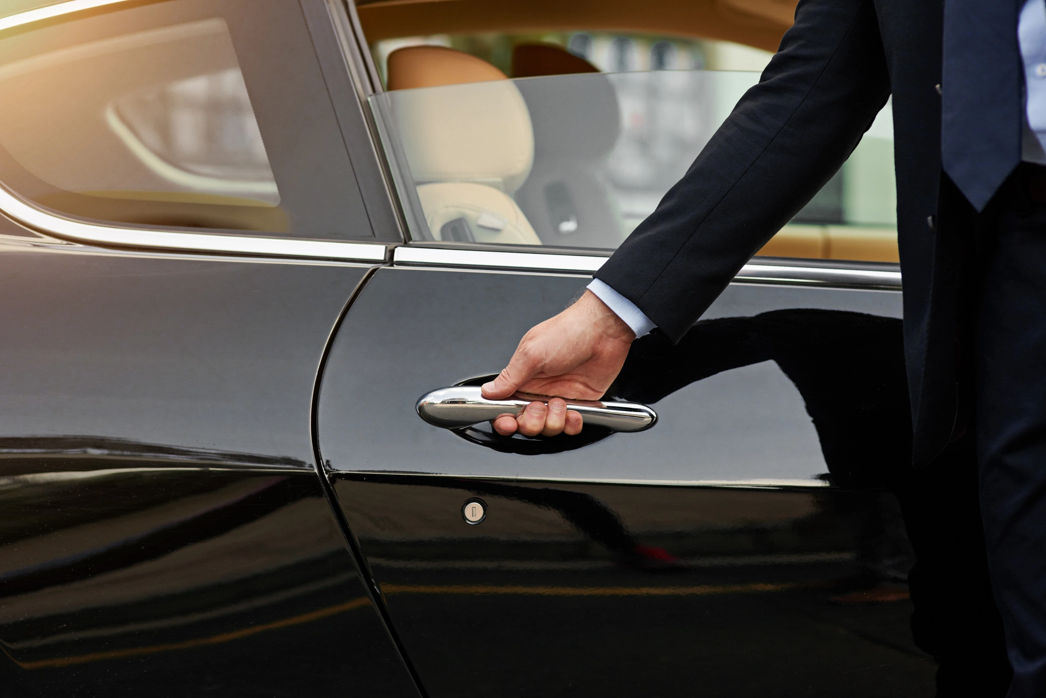 Car door opening in luxury car rental